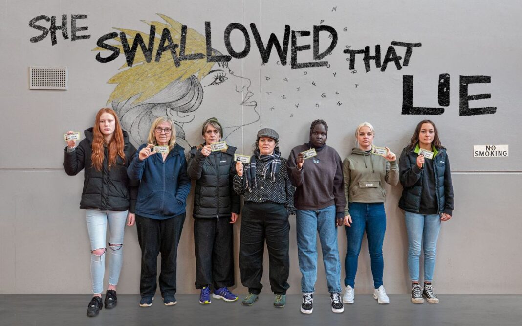 world premiere: somebody’s daughter theatre company presents she swallowed that lie