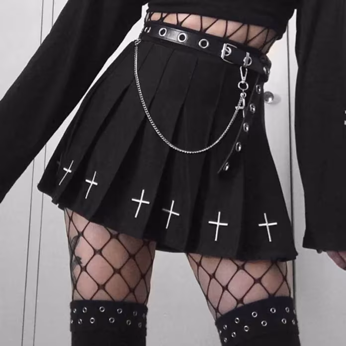 black-gothic-cross-pleated-skirt-femboy-clothing-alternative-style